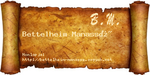 Bettelheim Manassé névjegykártya